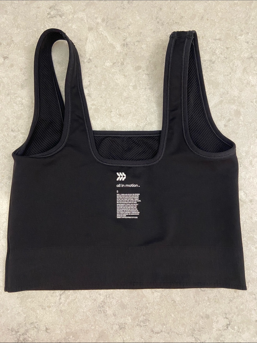 all in motion Black Ribbed Square-Neck Seamless Crop Tank. Size S - Picture 10 of 11